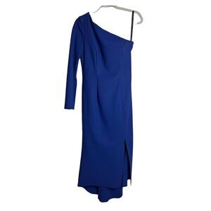 NWT Frascara Royal Blue One Shoulder Long Sleeve Gown Sz. 6